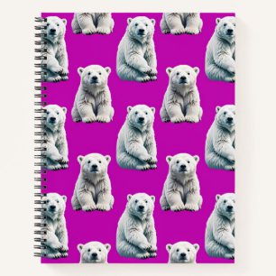 Purple Polar Bear Pattern Design  Notebook