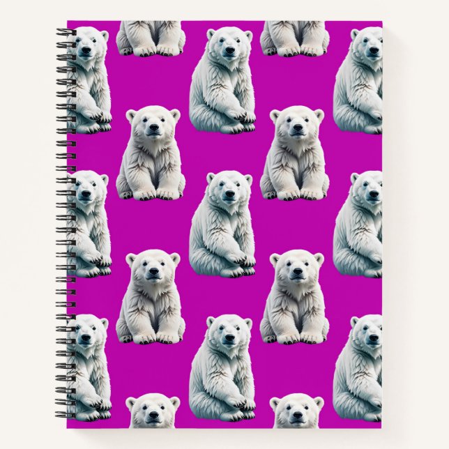 Purple Polar Bear Pattern Design  Notebook (Front)