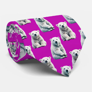 Purple Polar Bear Pattern Design  Tie