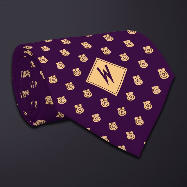 Purple Police Badge Pattern Tie (Creator Uploaded)