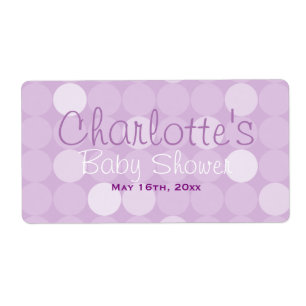 Purple Polka Dot Baby Shower Water Bottle Labels