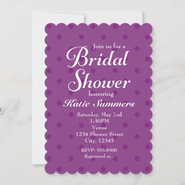 Purple Polka Dot BRIDAL SHOWER Invitation (Front)