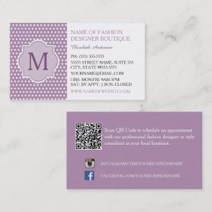 Purple Polka Dot Fashion Boutique Business Card