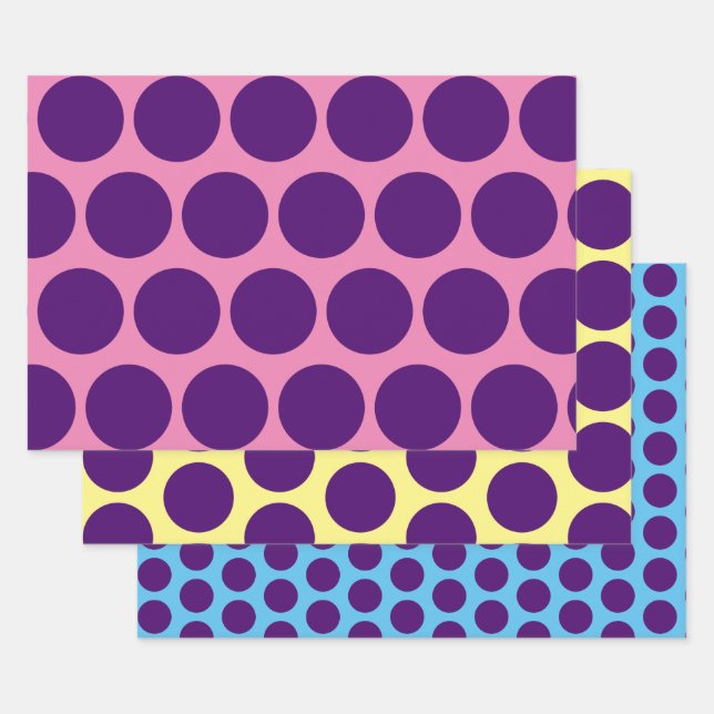 Purple Polka Dot Fun Art Wrap Craft Paper (Set)