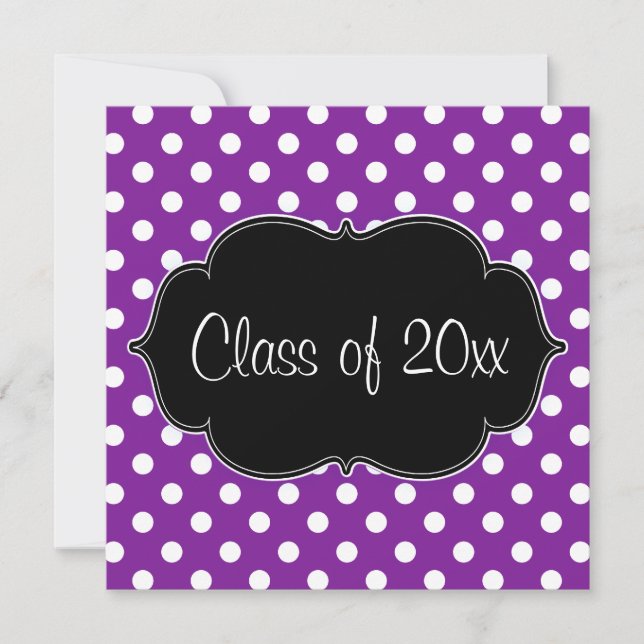 Purple Polka Dot Graduation Announcement (Front)