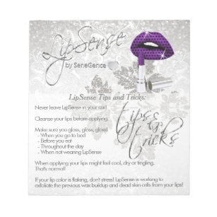 Purple Polka Dot Lips and Silver Tips & Tricks Notepad