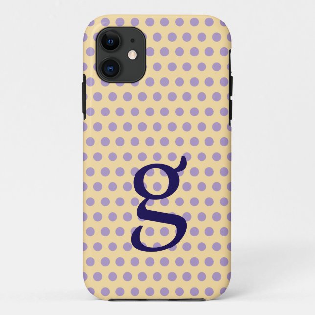 Purple Polka Dot Monogram iPhone Case (Back)