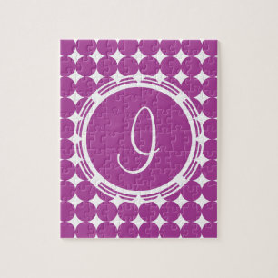 Purple Polka Dot Monogram Jigsaw Puzzle