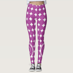 Purple Polka Dot Monogram Leggings