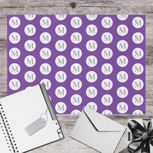 Purple Polka Dot Monogram Tissue Paper (Creator Uploaded)