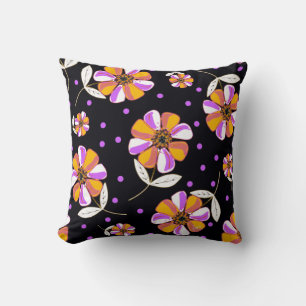 Purple Polka Dot Pansies Cushion