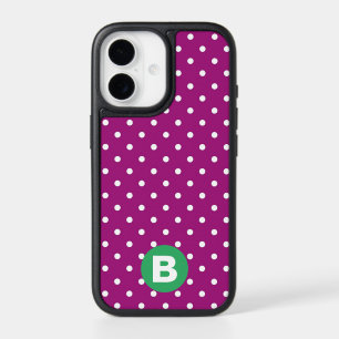 Purple Polka Dot Pattern Green Monogram