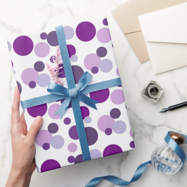 Purple polka dot pattern party wrap wrapping paper (Gifting)
