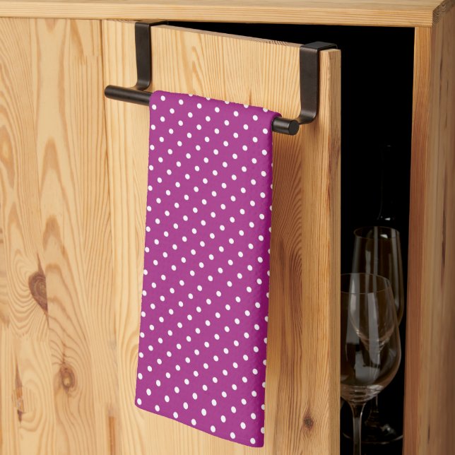 Purple Polka Dot Pattern Tea Towel (Thirds Fold)