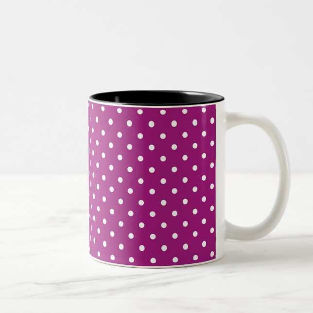 Purple Polka Dot Pattern Two-Tone Coffee Mug (Right)