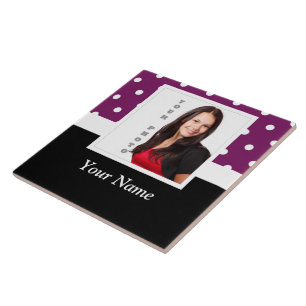 Purple polka dot photo template tile