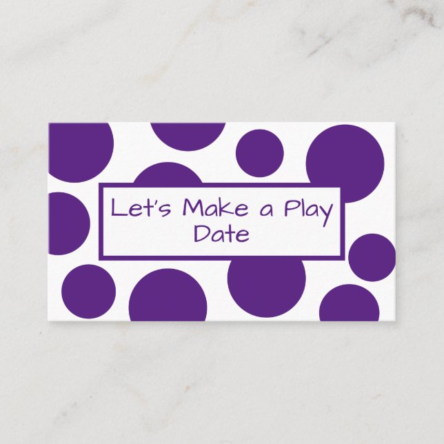 Purple Polka Dot Play Date Business Card (Front)