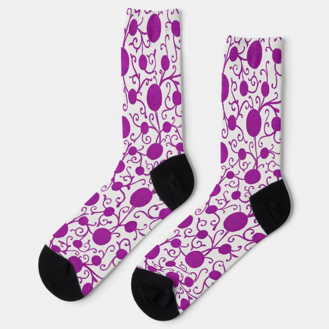 Purple Polka Dot Scrolly Art Socks (Left)