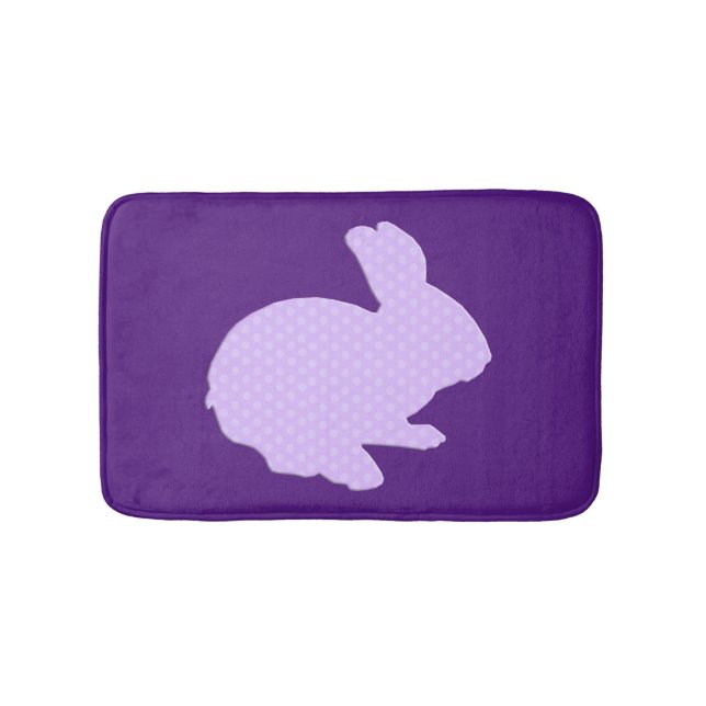 Purple Polka Dot Silhouette Bunny Rabbit Bath Mat (Front)