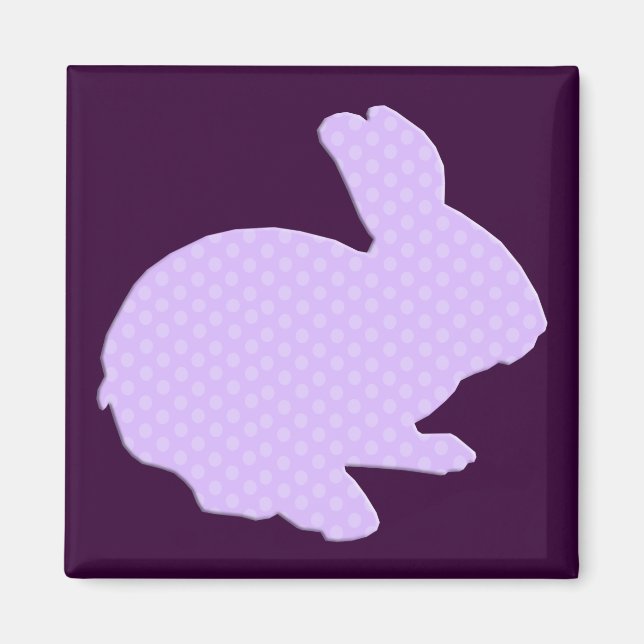 Purple Polka Dot Silhouette Easter Bunny Magnet (Front)