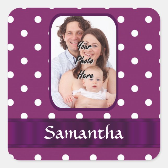 Purple polka dot square sticker (Front)