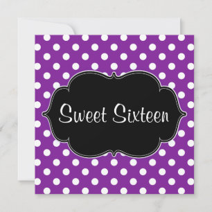 Purple Polka Dot Sweet 16 Birthday Party Invitation