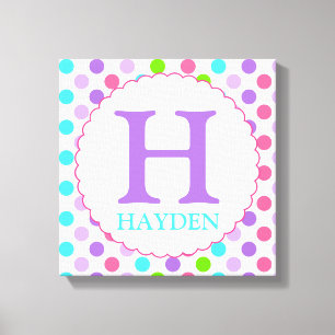Purple Polka Dots and Initial Wall Decor
