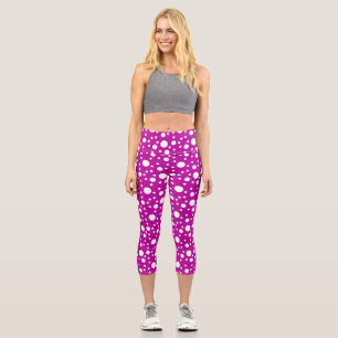 Purple Polka Dots  Capri Leggings