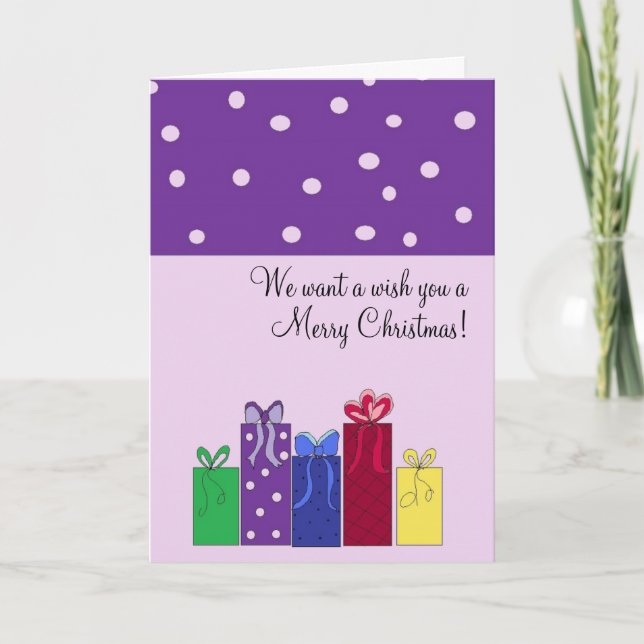 Purple Polka Dots Christmas Wishes Holiday Card (Front)