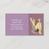 purple polka dots martini rockabilly pin up girl business card (Back)