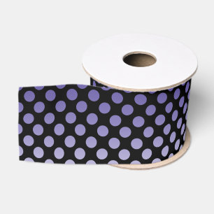 Purple Polka Dots on Black Grosgrain Ribbon