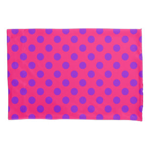 Purple polka dots on cerise pillowcase
