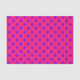 Purple polka dots on cerise tissue paper