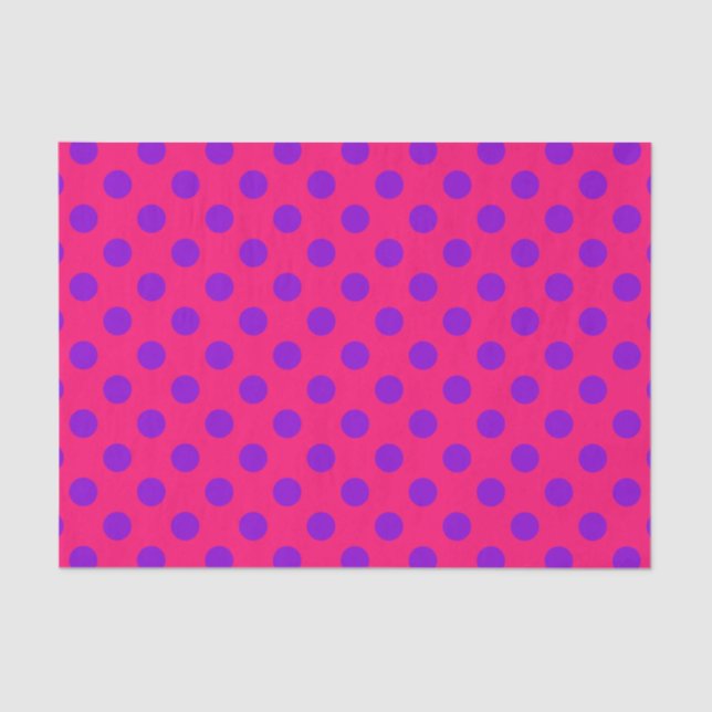 Purple polka dots on cerise tissue paper (Front)
