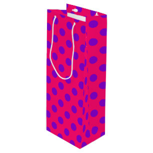Purple polka dots on cerise wine gift bag