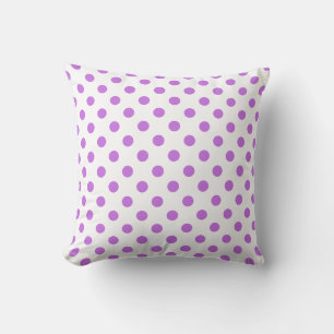 Purple Polka Dots Pattern on White Background Cushion