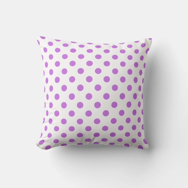 Purple Polka Dots Pattern on White Background Cushion (Front)