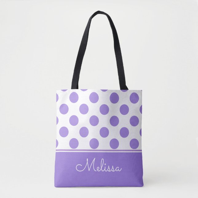 Purple Polka Dots | Personalised Tote Bag (Front)