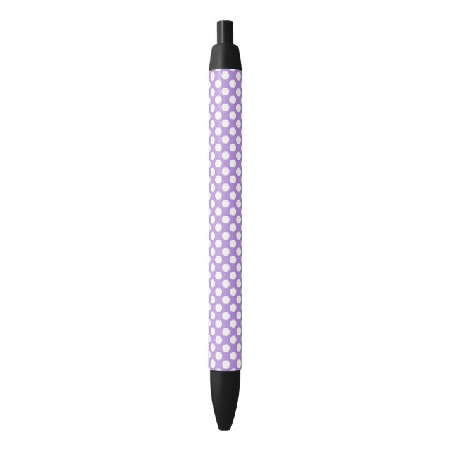 Purple Polka Dots, Polka Dot Pattern, Dots, Dotted Black Ink Pen (Front Vertical)