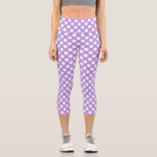 Purple Polka Dots, Polka Dot Pattern, Dots, Dotted Capri Leggings