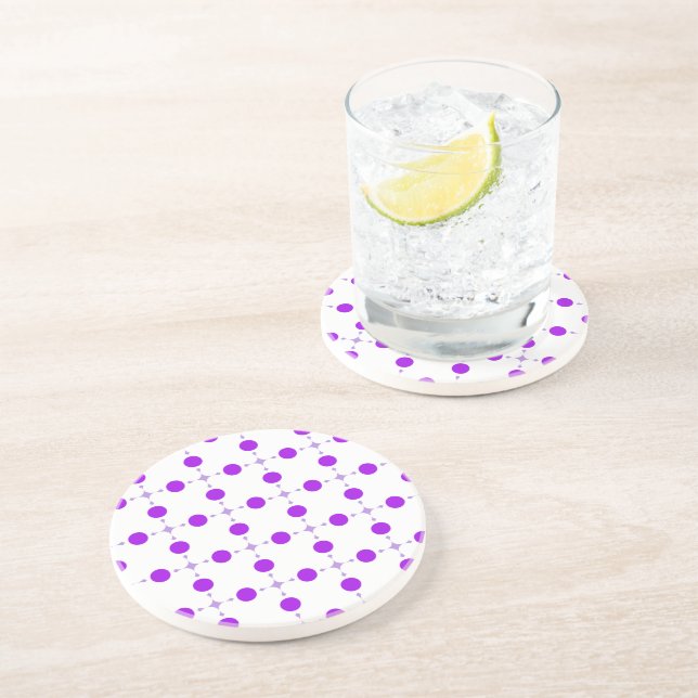 Purple Polka Dots, Polka Dot Pattern, Dots, Dotted Coaster (Side)