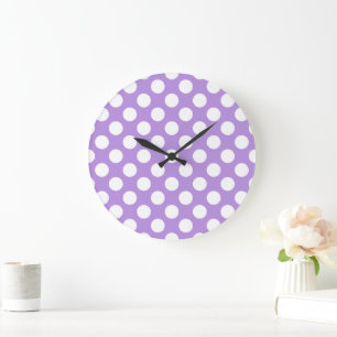 Purple Polka Dots, Polka Dot Pattern, Dots, Dotted Large Clock