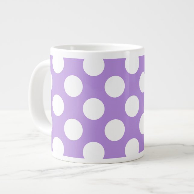 Purple Polka Dots, Polka Dot Pattern, Dots, Dotted Large Coffee Mug (Front Left)
