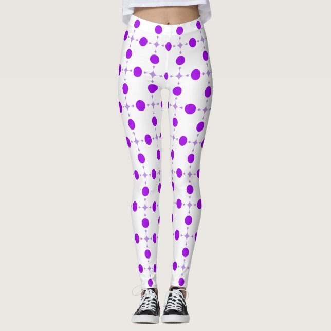 Purple Polka Dots, Polka Dot Pattern, Dots, Dotted Leggings (Front)