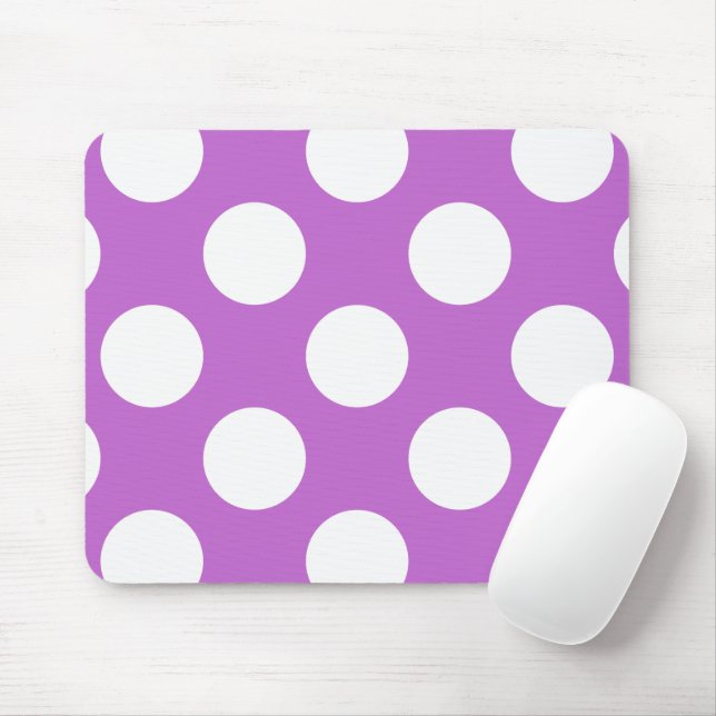 Purple Polka Dots, Polka Dot Pattern, Dots, Dotted Mouse Mat (With Mouse)