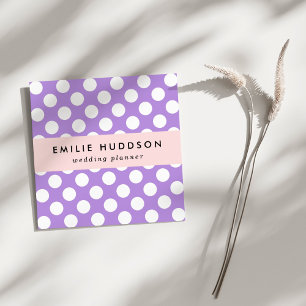 Purple Polka Dots, Polka Dot Pattern, Dots, Dotted Square Business Card