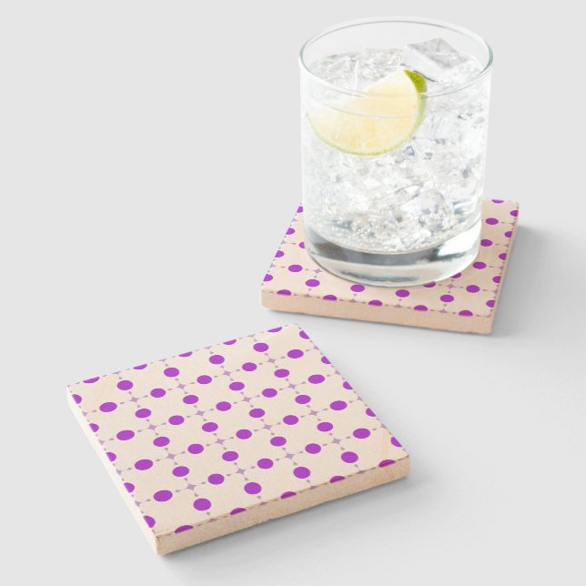 Purple Polka Dots, Polka Dot Pattern, Dots, Dotted Stone Coaster (Side)