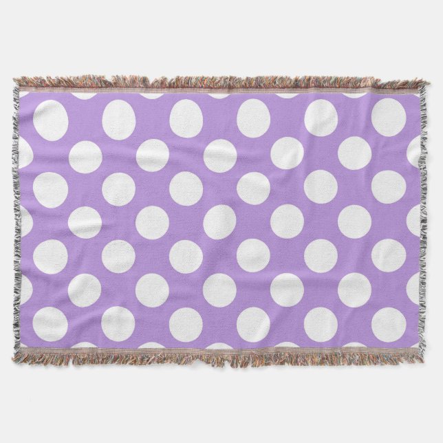 Purple Polka Dots, Polka Dot Pattern, Dots, Dotted Throw Blanket (Front)
