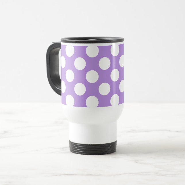 Purple Polka Dots, Polka Dot Pattern, Dots, Dotted Travel Mug (Front Left)