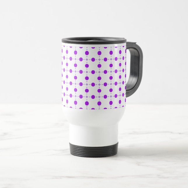 Purple Polka Dots, Polka Dot Pattern, Dots, Dotted Travel Mug (Front Right)